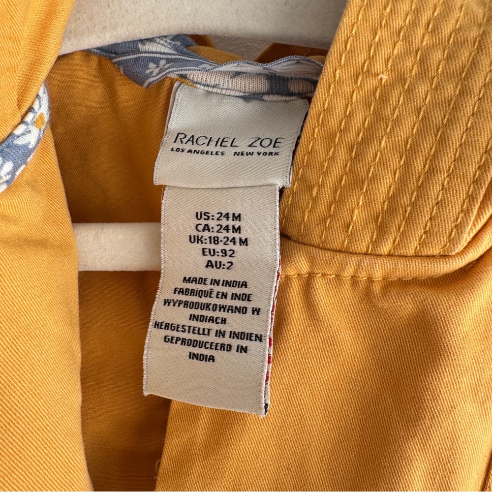 Yellow Hooded Canvas Jacket Size 24 Months - Picture 3 of 4